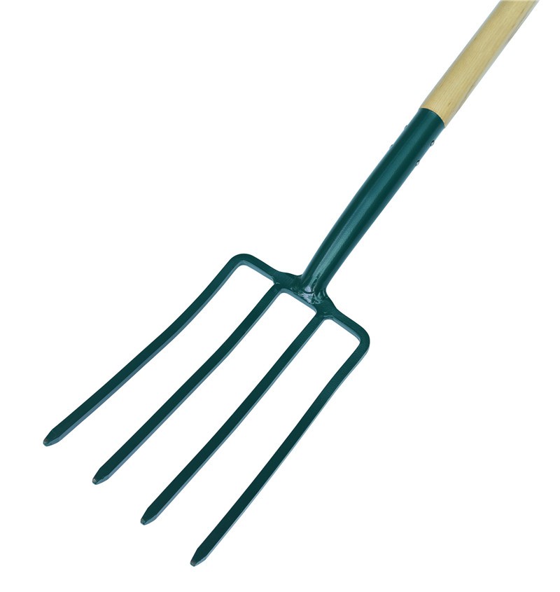 Dark green garden digging fork